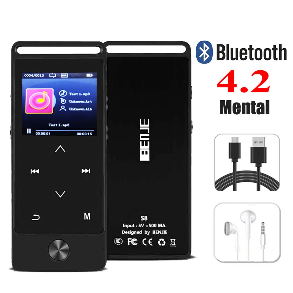 S8-black Bluetooth 4,2 MP3 музыкальный плеер встроенный динамик с 2,4 дюймовым HD экраном без потерь звуковой плеер Поддержка sd-карты до 128G - Цвет: S8-black