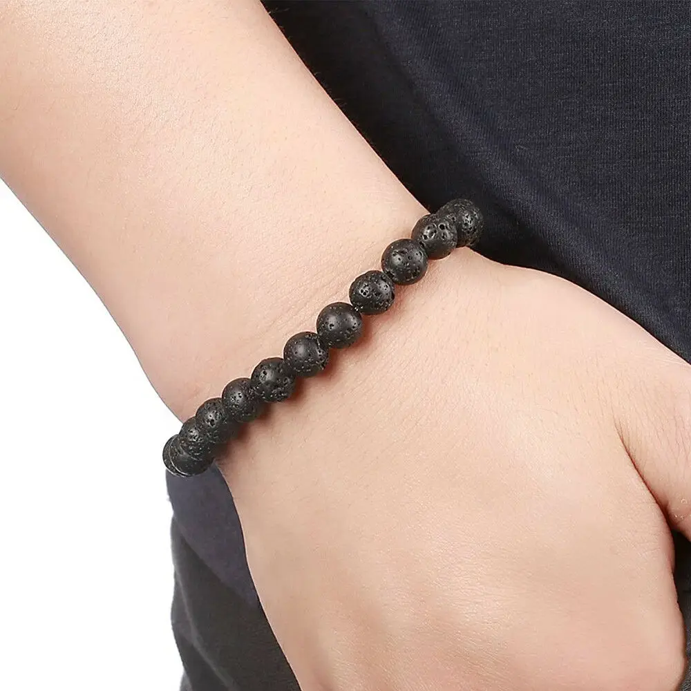 Beaded Bracelet Men 8mm Natural Stone Lava Rock Tiger Eye Black Onyx Matte Healing Beads Stretch Charm Yoga Women Jewelry stone bead bracelet natural stone bracelet beaded bracelet