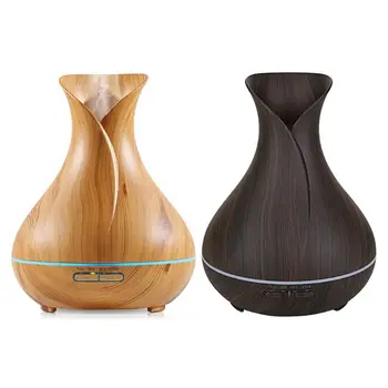 

400ml Aroma Diffuser Essential Oil Ultrasonic Air Humidifier Wood Grain 7 Color Changing LED Lights for Home Office