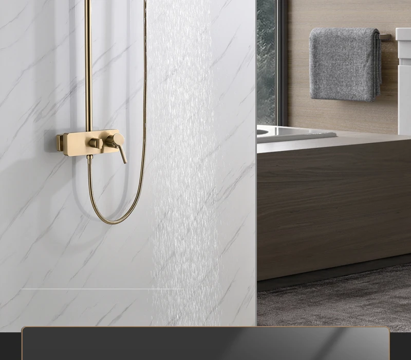 Brushed Gold Shower System  10 Shower Faucet Set Bathroom Rain Shower head and 3-Setting Handheld Shower Head Set (2)