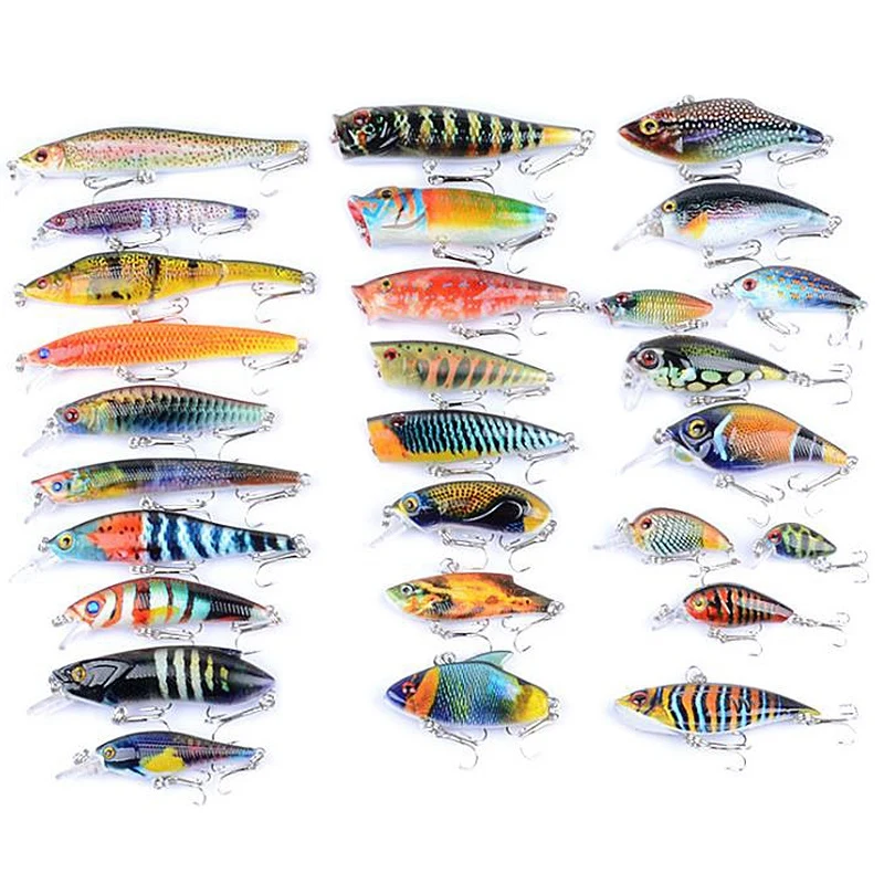 28Pcs Mixed ABS Fishing Lure Bait Set Wobbler Crankbaits Swimbait Minnow Hard Baits Spiners Carp Tackle | Спорт и развлечения