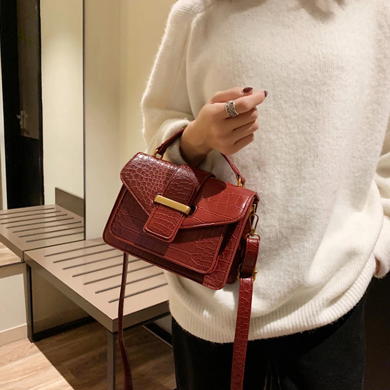 

Fashion Ladies Crocodile Flap Bag Designer Handbag Women Bags 2019 New Small Square Shoulder Bags Women Pu Leather Crossbody Bag