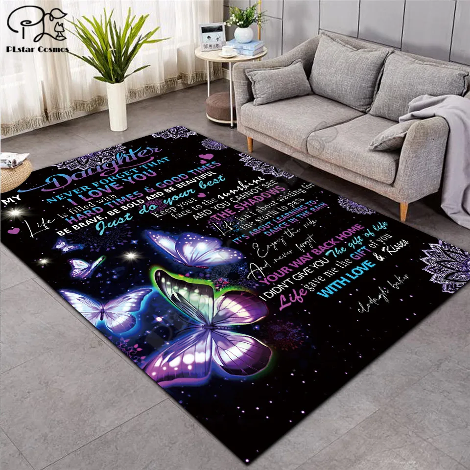 

To My Daughter Letter Pattern Fashion Soft Flannel 3D Printed Rugs Mat Rugs Anti-slip Large Rug Carpet Home Decoration 04