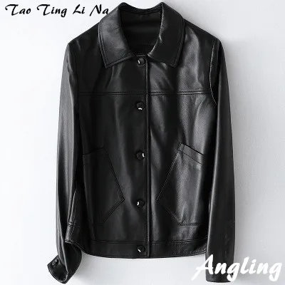 

2020 Women Spring Genuine Real Sheep Leather Jacket H59