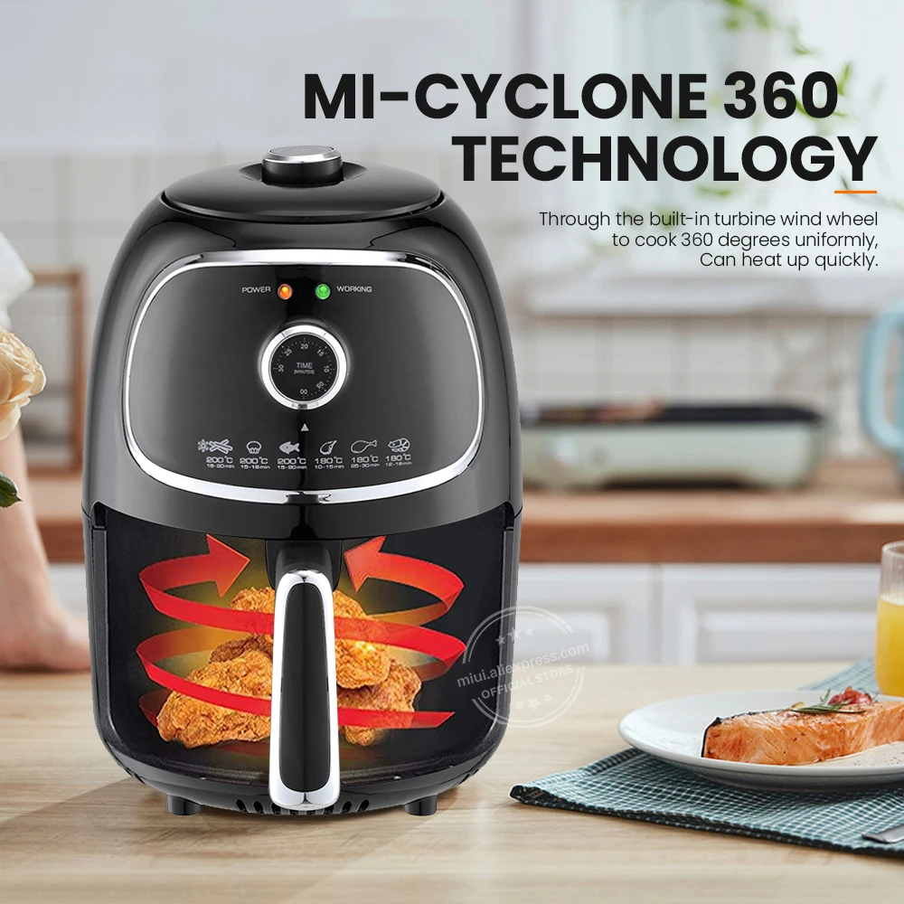 US $1.599.84 MIUI 2L Mini Air Fryer MICYCLONE 360 Baking Mechanical Oven Powersaving amp Precise Design Easy Clean Electric Deep Fryer