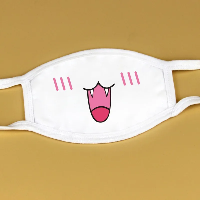 Mascarilla de algodón antipolvo para hombre y mujer, tapabocas Unisex de dibujos animados, cubrebocas de color blanco, estilo Kawaii y coreano