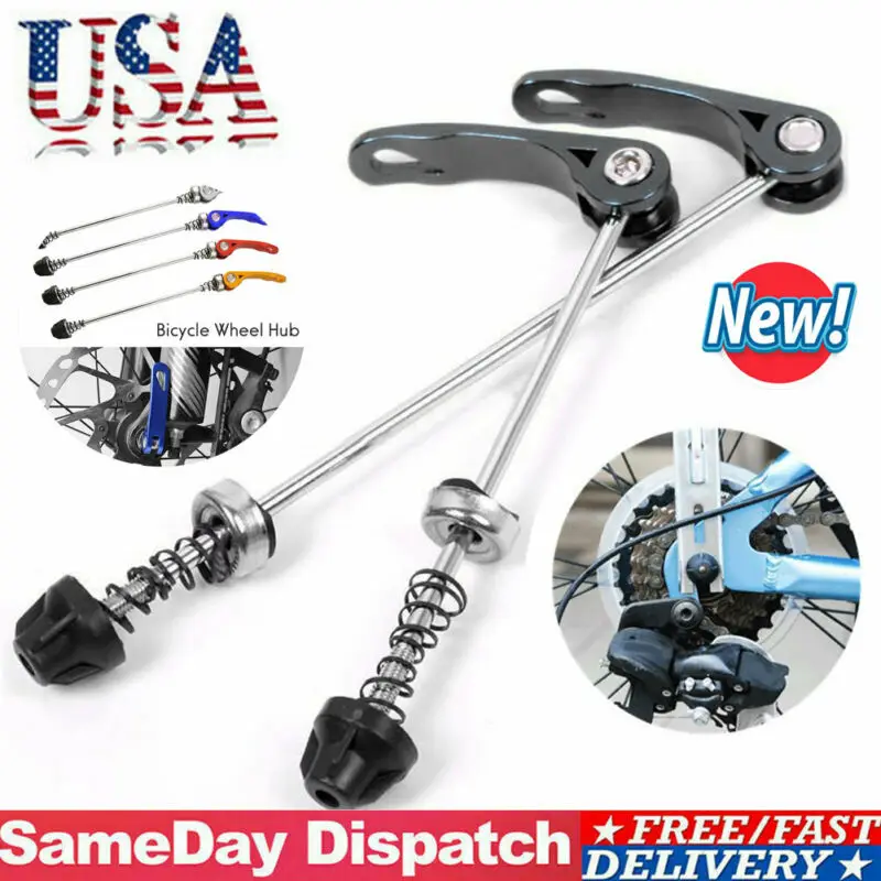 

2x Set Bike Bicycle Wheel Hub Front and Rear Tire Quick Release QR Skewer Black