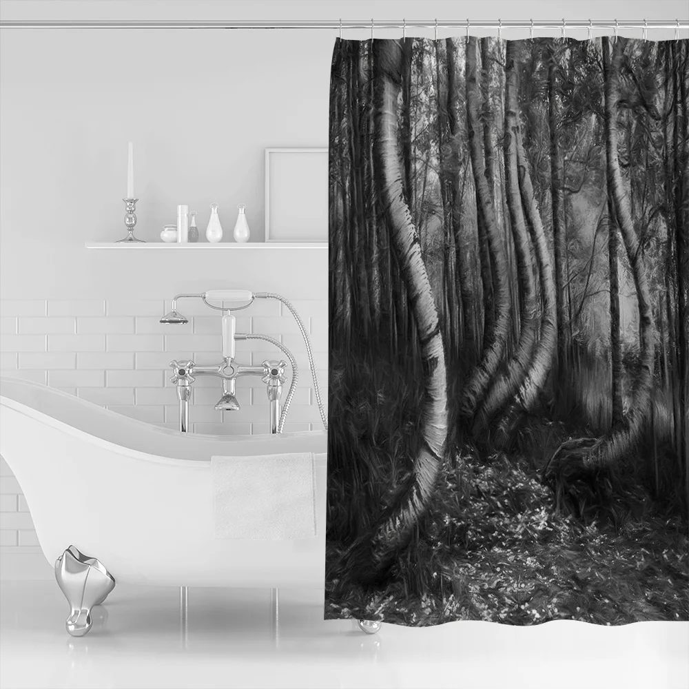 Twisted Trees Forest Shower Curtain Waterproof Polyester With 12 Hooks