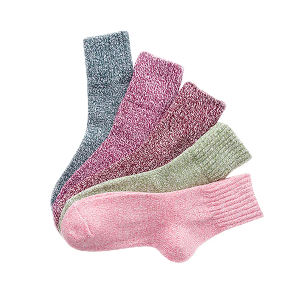 5 Pairs ladies solid thick socks warm creative cute office casual cotton socks fashion couples sister gifts autumn winter new