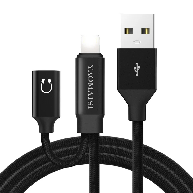 3 в 1 зарядный аудио кабель для iPhone X 2.4A USB кабель для наушников адаптер сплиттер для iPhone 7 8 плюс 1 м шнур