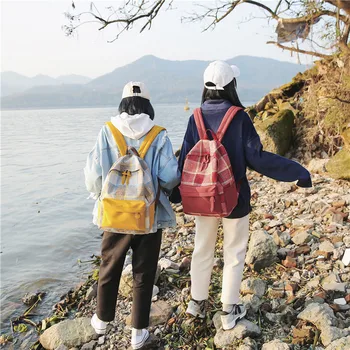 

Women Backpack School Bags New Female Student College Bag Yellow Plaid Canvas Femme Mochila Female Backpack Travel pannelled bag
