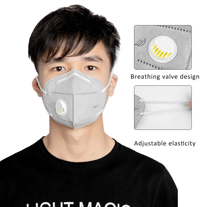 

Mask 10PCS KN95 Adult Vertical Folding Nonwoven Valved Dust Mask PM 2.5 Respirator Mouth Mask Valve Gauze Haza Mask In Stock