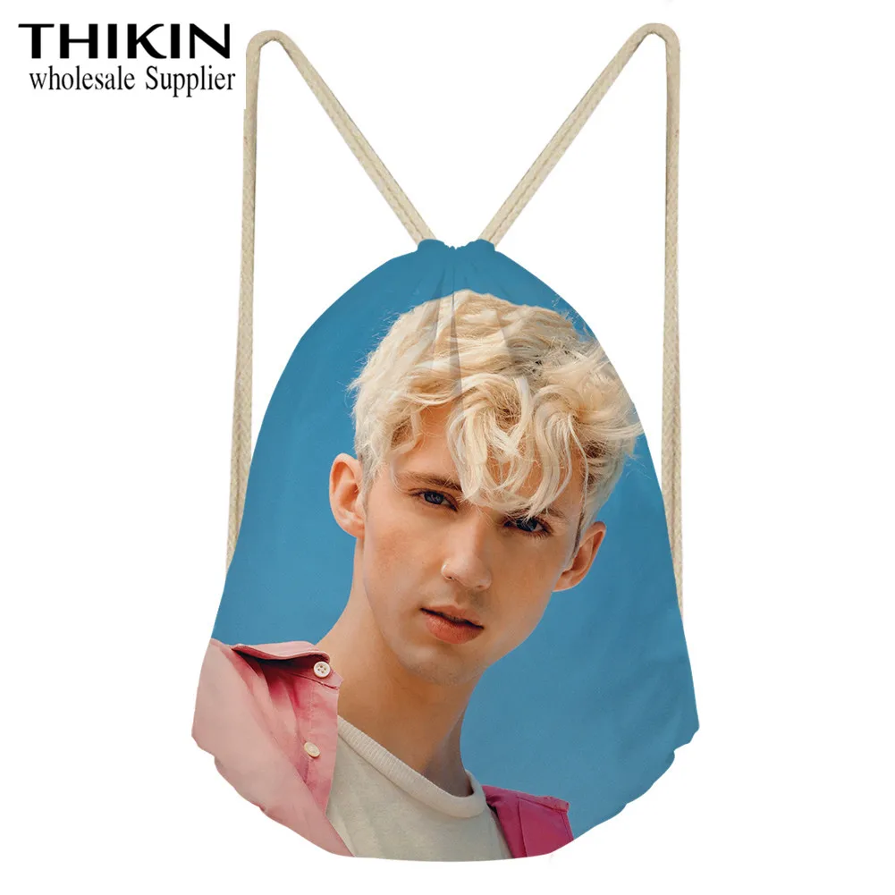 as picture THIKIN Pop Singer Troye Sivan сумки с принтом на шнурке женские сумки через плечо дамские мини-сумки для детей детский сад Сумки для книг - Цвет: as picture