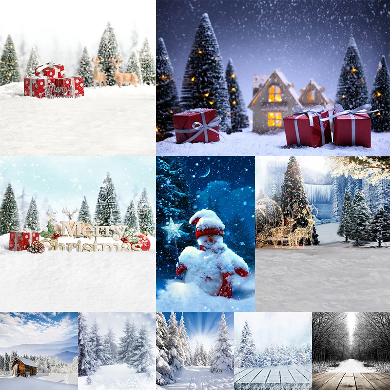 

WHISM 5*7 Feet Woods Snow Scene Ink Painting Canvas Photography Background Cloth Home Decoration Painting 30 Designs Available