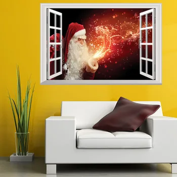 

3D Christmas Window Wall Stickers Large Christmas Snowman Window Gel Jelly Sticker Xmas Party Home Glass Decor wall decor 2PCS