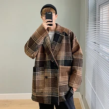 Мужская ветровка, осень и зима, новое шерстяное хлопковое пальто, свободная ветровка, Молодежная индивидуальность, модная трендовая мужская одежда