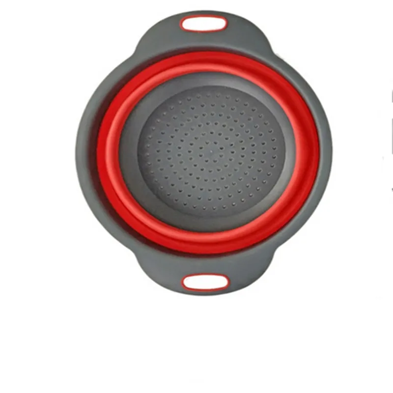 small red Кухонный складной силиконовый дуршлаг для фруктов и овощей корзина складной кухонный Органайзер корзина для фруктов и овощей ситечко - Цвет: small red