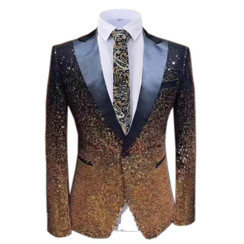 Picture style 1 шт. Блестящий Мужской Блейзер костюм Slim Fit пиковая Нотч лацкан смокинг для вечеринка, Свадебный банкет ночной клуб блейзер - Цвет: Picture style