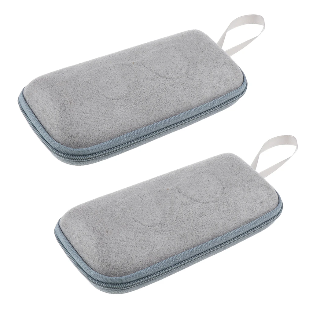 2 x Zipper Eyeglasses Hard Case Spectacles Glasses Box Holder Pouch Purple/Pink/Grayish Blue/Brown/Black/Dark Green