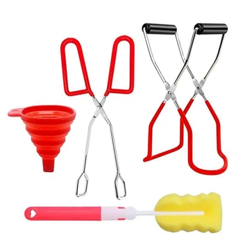

Canning Jar Lifter, with Jar Tongs Large Collapsible Funnel Sponge Cleaning Brush Kitchen Canning Tool Set