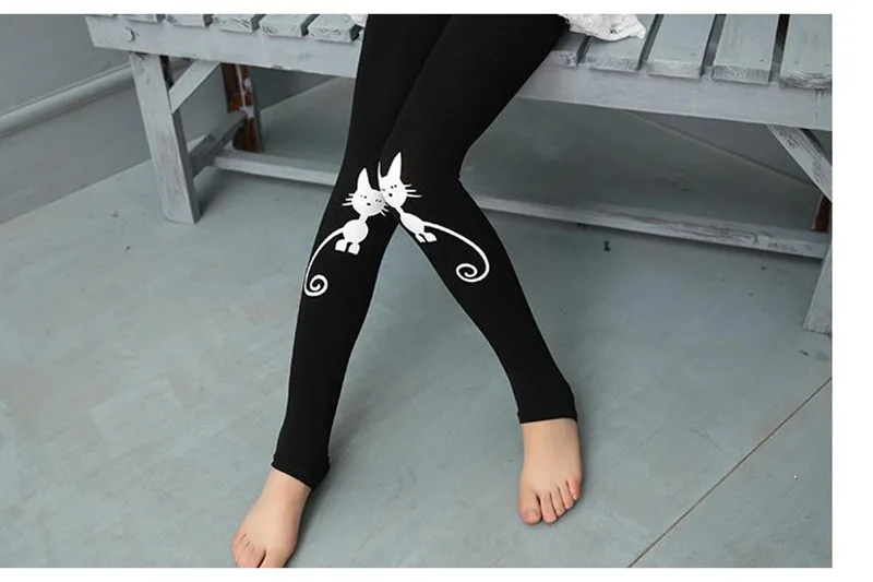 Весенне-осенние леггинсы для девочек обтягивающие черные хлопковые эластичные штаны леггинсы с бантом и цветочным рисунком для девочек, детские штаны