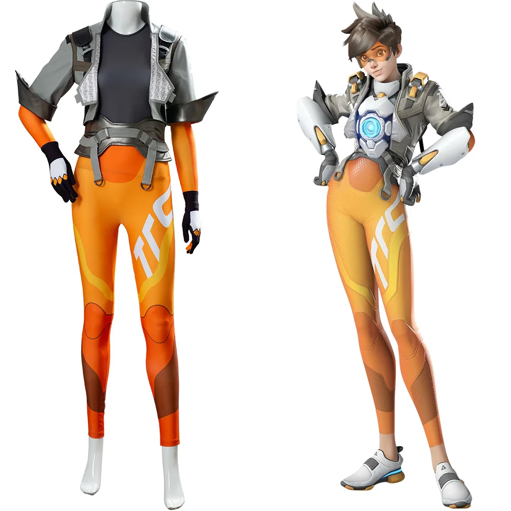 Костюм для косплея по мотивам игры OW Tracer Лена окстон комбинезон Униформа