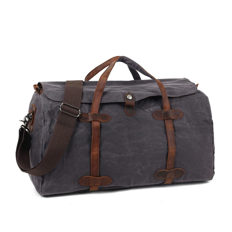 

New Casual Top Canvas And Cowhide Travel Bags Large Capacity Carry On Luggage Men Duffel Bag Travel Tote Weekend Waterproof Bag