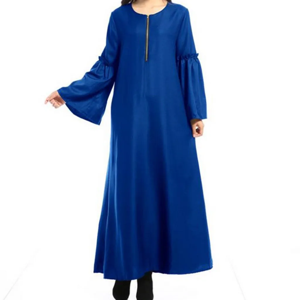 Мусульманское абайя рукав летучая мышь Макси платье на молнии свободный длинный халат платья Рамадан Турция Исламская молитва одежда служение 10,29