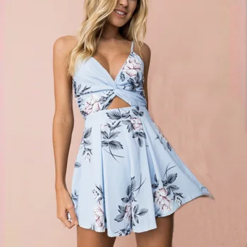 

Women's Summer Print Jumpsuit Shorts Casual Loose Short sleeveless Beach Rompers Sleeveless Bodycon Sexy Party Playsuit
