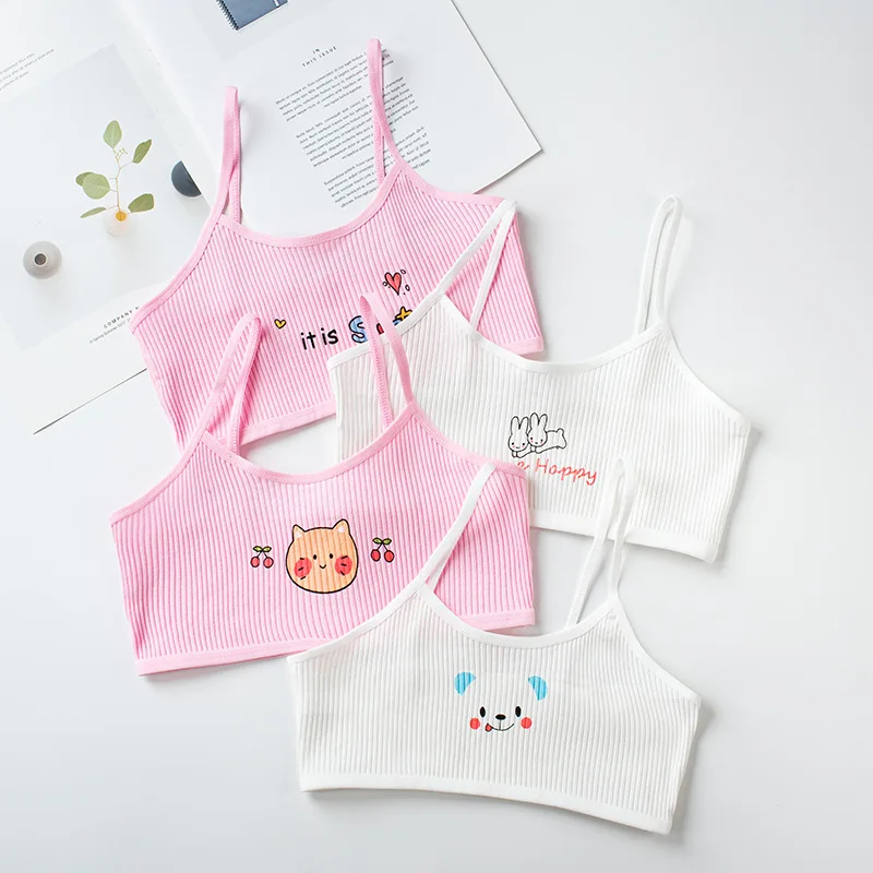 Girls Developmental Camisole Thread Combination Training Bra 4Pcs for Teens 7-16Y