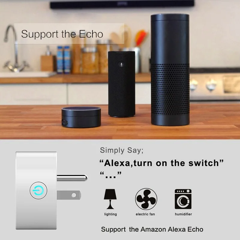 Умная розетка Wi-Fi с разъемом для ЕС и США, умный штекер IOS, Android, Google, Alexa, голосовой пульт дистанционного управления, умная розетка с разъемом питания