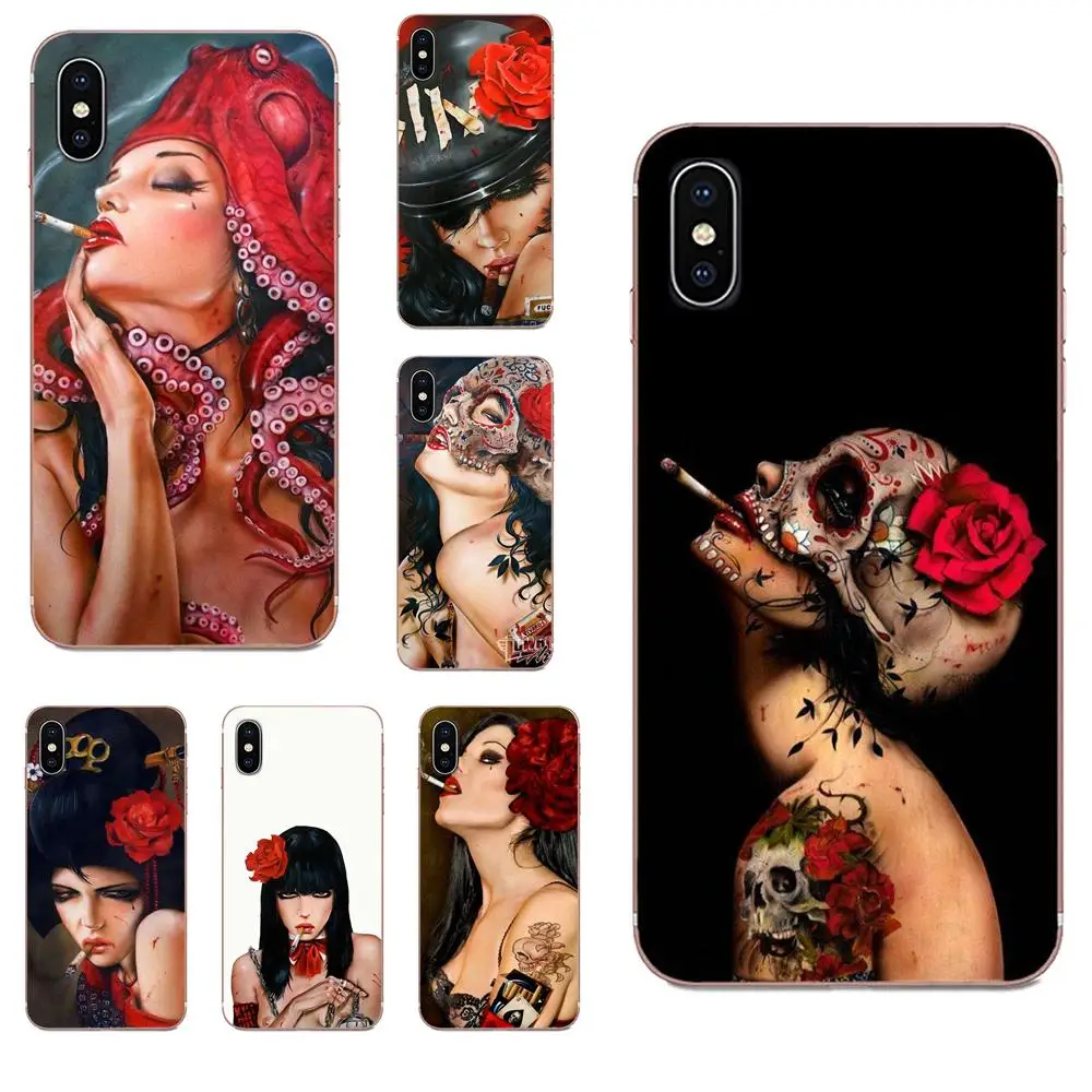 Ретро травяной дым сексуальные девушки курить для LG G3 G4 G5 G6 G7 K4 K7 K8 K10 K40 K50 Q6 Q60 V10 V20