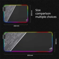 Black RGB Gaming Mouse Pad - Enhanced Gamer Desktop Accessory, Large Mouse Mat & Keyboard Rug - 300x800x4mm (4-Dark gray)