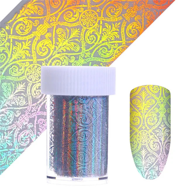 Pattern 2840550 4*100 см Голографическая фольга для ногтей, геометрический цветок, серебряная звезда, переводная наклейка для ногтей, цветные кончики, бумажные украшения, сделай сам - Цвет: Pattern 2840550