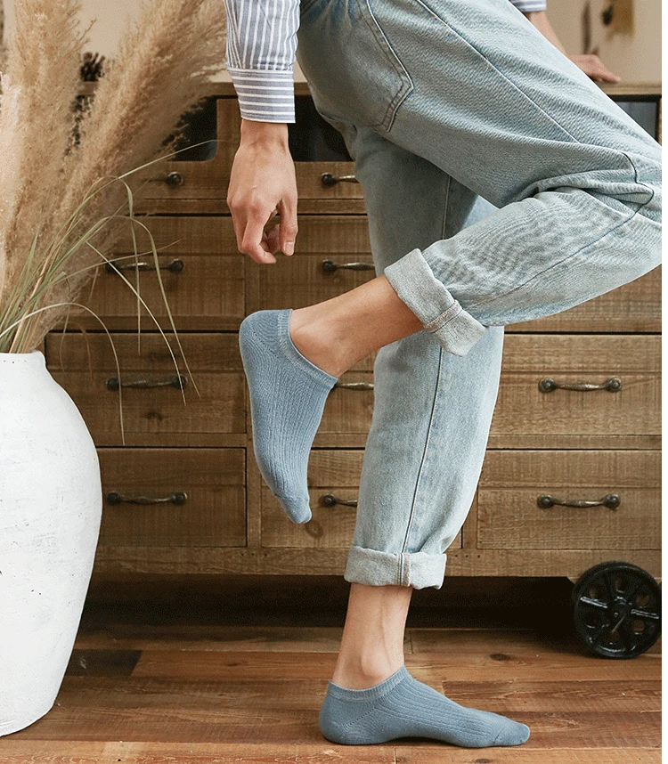 5 Pairs Men Socks New Spring summer Products Pure Color The Shallow Mouth Soft Breathable Cotton Breathable Wholesale