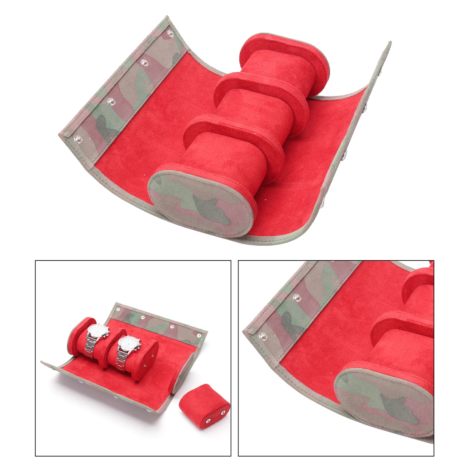 Portable PU Leather Watch Roll 3 Slot Watch Box Case Luxury Gift Box Display Storage with Slid in Out Organizers