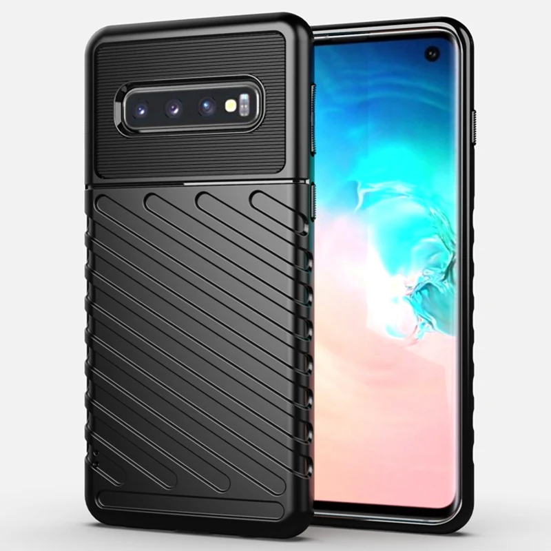 OTAO, мягкий силиконовый чехол для Galaxy samsung S8, S9, S10 Plus, Note 8, 9, 10 Pro, A10E, 3D, в полоску, противоударный, защитный чехол для телефона, Coque - Цвет: Black