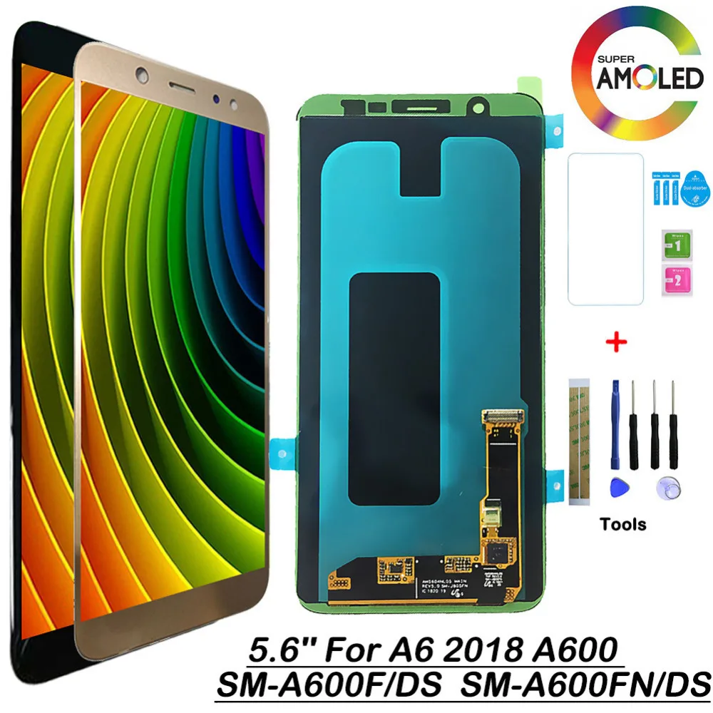 

Super AMOLED LCD For Samsung Galaxy A6 A600 A600F A600FN Screen LCD Display 5.6'' Sent tools Screen Protector