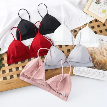 Seamless Bras For Women Thin Strap Wireless Push Up Bra Backless Triangle Cup Tube Top Comfort Underwear Bralette Sexy Lingerie 1