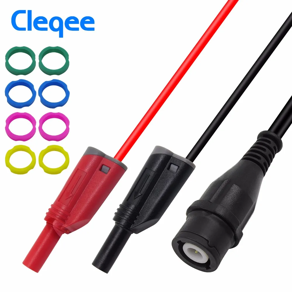Cleqee P1204 120 см штекер BNC до 4 мм безопасный Штабелируемый штекер банана коаксиальный кабель электроды для осциллографа свинца