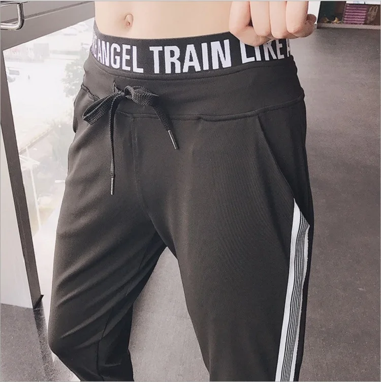 

2018 Autumn And Winter New Style Quick-Dry Training Lettered Yoga Clothes Loose-Fit Extra-large Fitness Capri Pants Women's