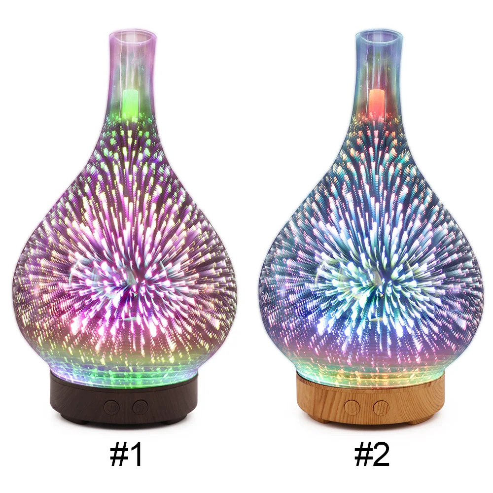

Ultrasonic Humidifiers Cool Mist Air Humidifier Fireworks Pattern 3D Glass Aroma Diffuser Room Decor Essential Oil Air Purifiers