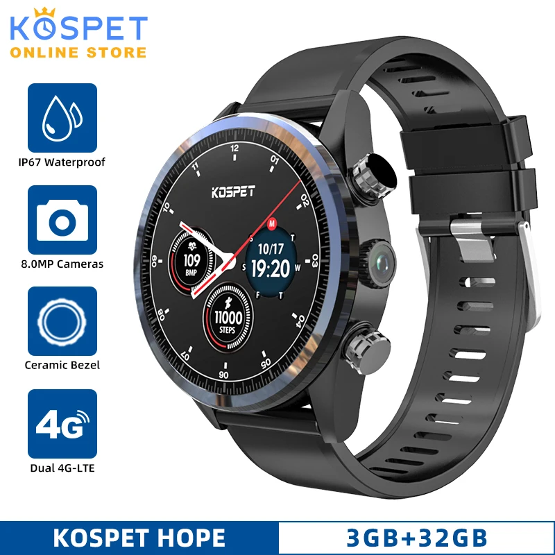 Смарт часы KOSPET HOPE 3 ГБ 32 Android 8 Мп камера 1 39 дюйма wifi IP67 водонепроницаемый 4G gps