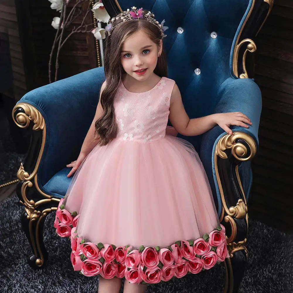 Free Ship Girl Wedding Dress Children First Holy Communion Formal Christmas Princess Party Prom Dress for Girl Birthday party