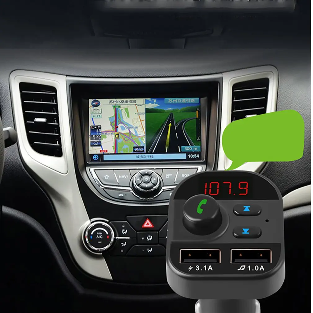 Автомобильный Bluetooth, Версия 5,0, fm-передатчик, музыкальный плеер без потерь, MP3, беспроводной телефон без рук, двойной usb зарядный адаптер питания
