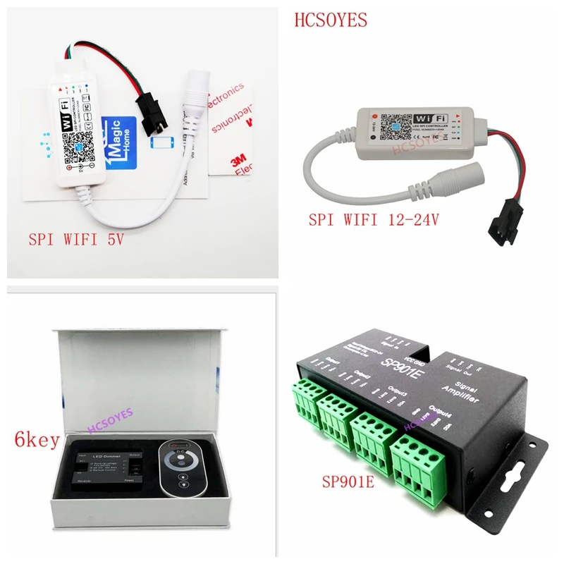 6key/8key/SP901E/SPI wifi беспроводной DC5V/12-24 V RGB музыкальный волшебный домашний светодиодный SPI контроллер адресуемый WiFi WS2812B 5050 светодиодный полосы