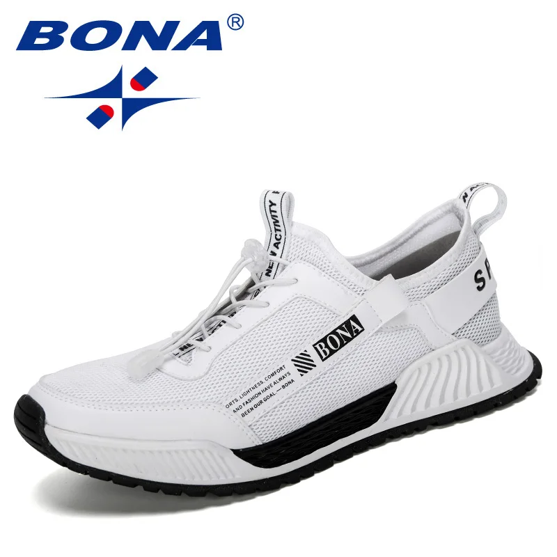White BONA/Новинка года; Дизайнерские кроссовки с дышащей сеткой; мужская повседневная обувь; модная мужская обувь; обувь для отдыха; Zapatillas Deportiva - Цвет: White
