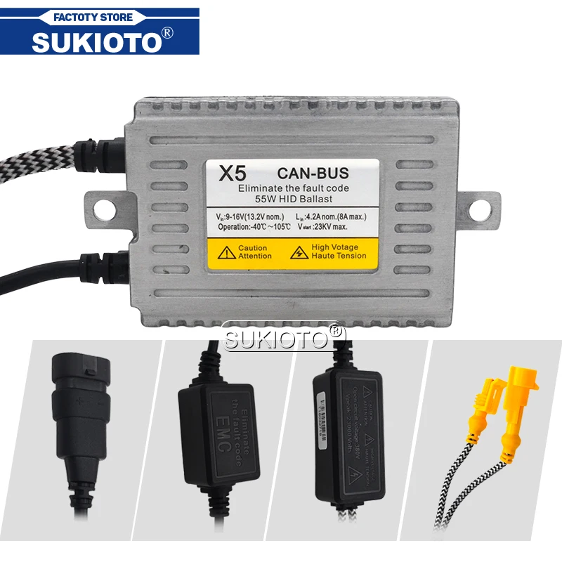 SUKIOTO AC 55W Xenon Canbus Ballast HID No Error Canbus Headlight Silm Ballast For Kit Xenon Bulb H1 H3 H7 H9 H11 9005 9006 D2H (3)
