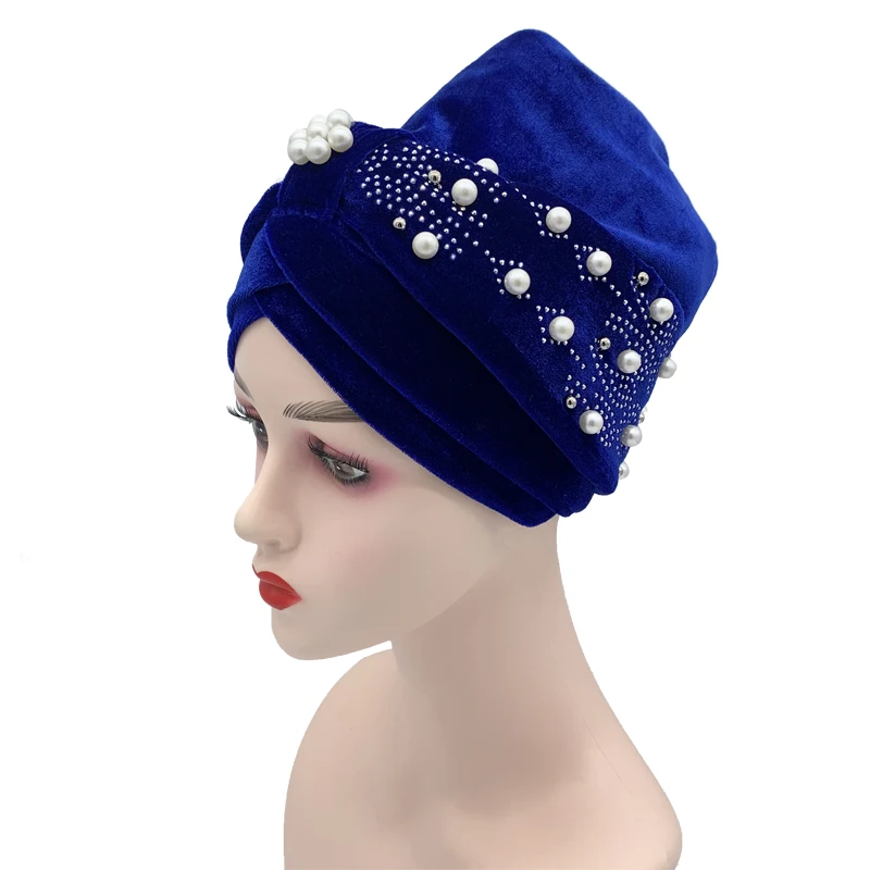 Trendy Velvet Beading Turban Hijab Caps 