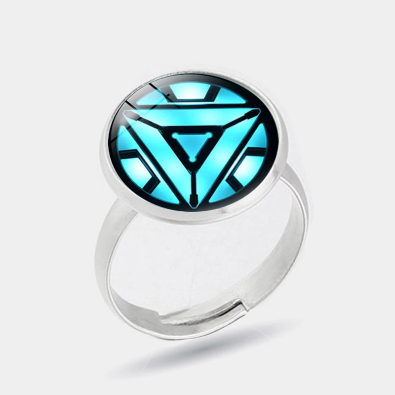 Iron Man Arc Reactor Rings Avengers 4 Ironman Tony Thanos Women Men Wedding Blue glass Anillos Jewelry Gifts |